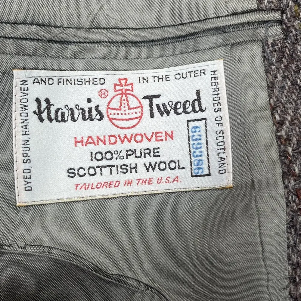 Harris Tweed Mens Herringbone Blazer Jacket 44R Pure Scottish Wool Unstructured